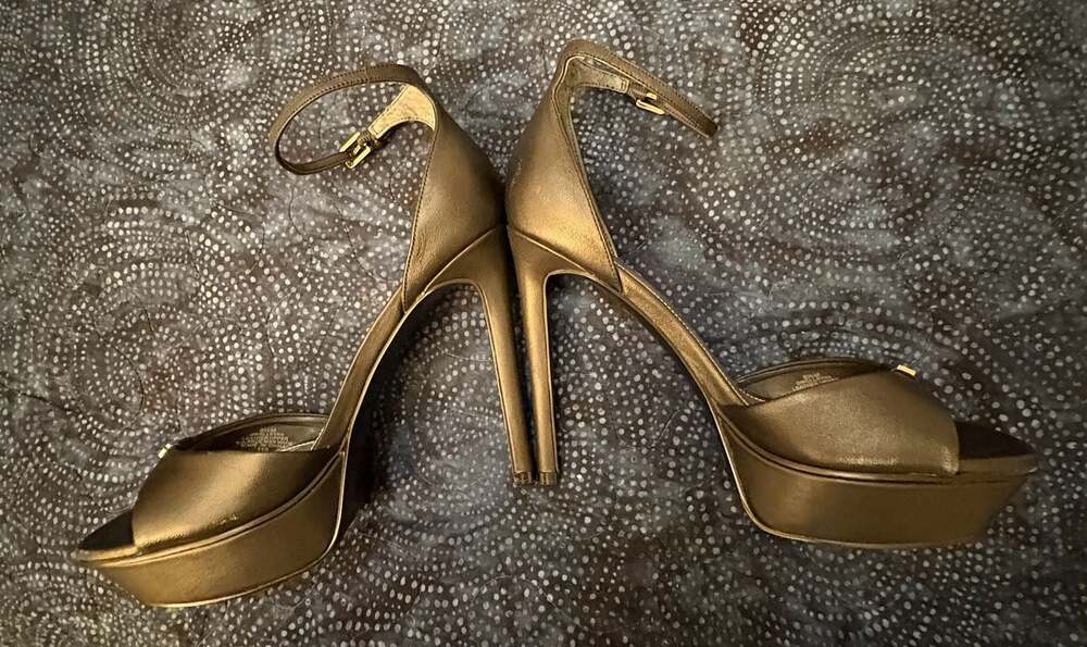 GUESS Owells Black Platform Ankle-Strap Stiletto Heels